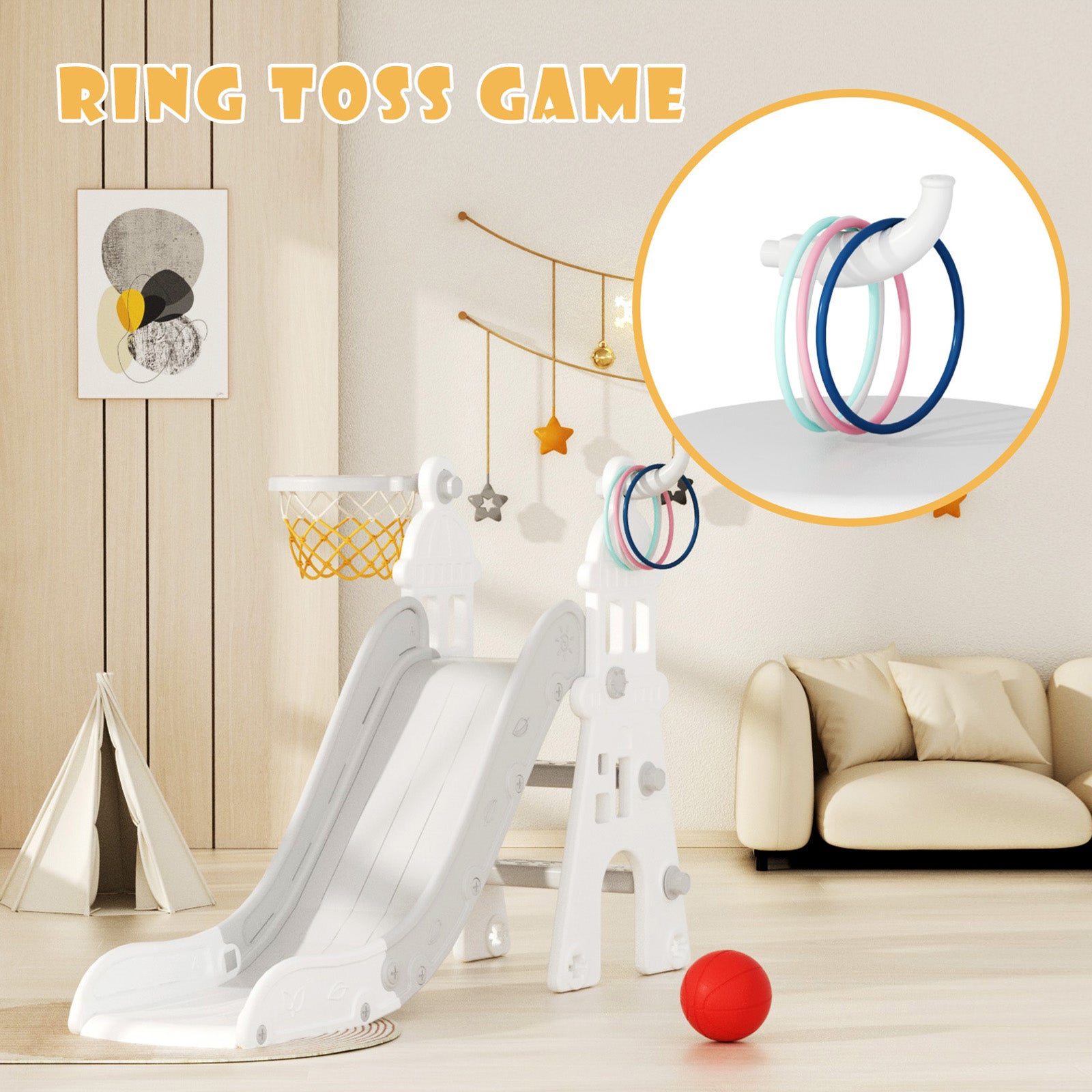 Pre-sale, XJD Indoor and Outdoor Plastic Freestanding Single Slide Gray/Grey