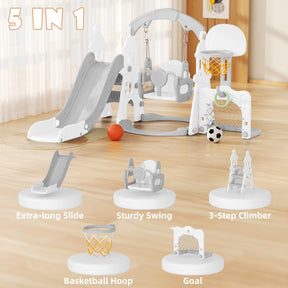 XJD 5-in-1 Toddler Slide and Swing Set Gray
