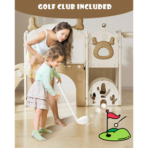 Korimefa 11-in-1 Toddler Slide Set with Golf, Basketball Hoop, Kids Slide for Toddlers Age 1-4