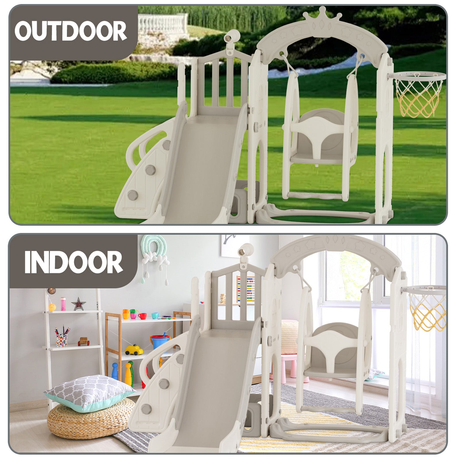 XJD in Toddler Slide Set Indoor Outdoor Plastic Freestanding Slide