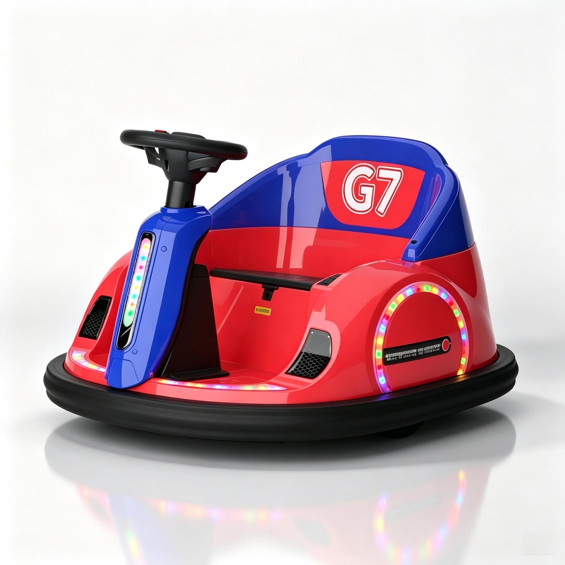 KORIMEFA 12V Bumper Car for Kids Toddler 1-6 Years with Remote Control Bluetooth Music 3 Speeds DIY License Plate Electric Ride on Toys