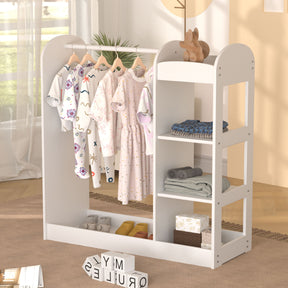 Kids Large Dress up Storage with Mirror, Kids Costume Organizer, White, In stock!