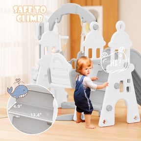XJD 5-in-1 Toddler Slide and Swing Set Gray