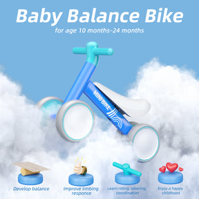 KORIMEFA Baby Balance Bike for 1 Year Old Boys Girls 12-24 Month Toddler Balance Bike, 4 Wheels Pre-School Walker Riding Toy, First Birthday Gifts
