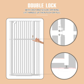 XJD Premium Metal Pet Gate for Babies: Adjustable Width 30-37.8", 63" High – Easy Install, Auto-Close Barrier for Home Safety, White