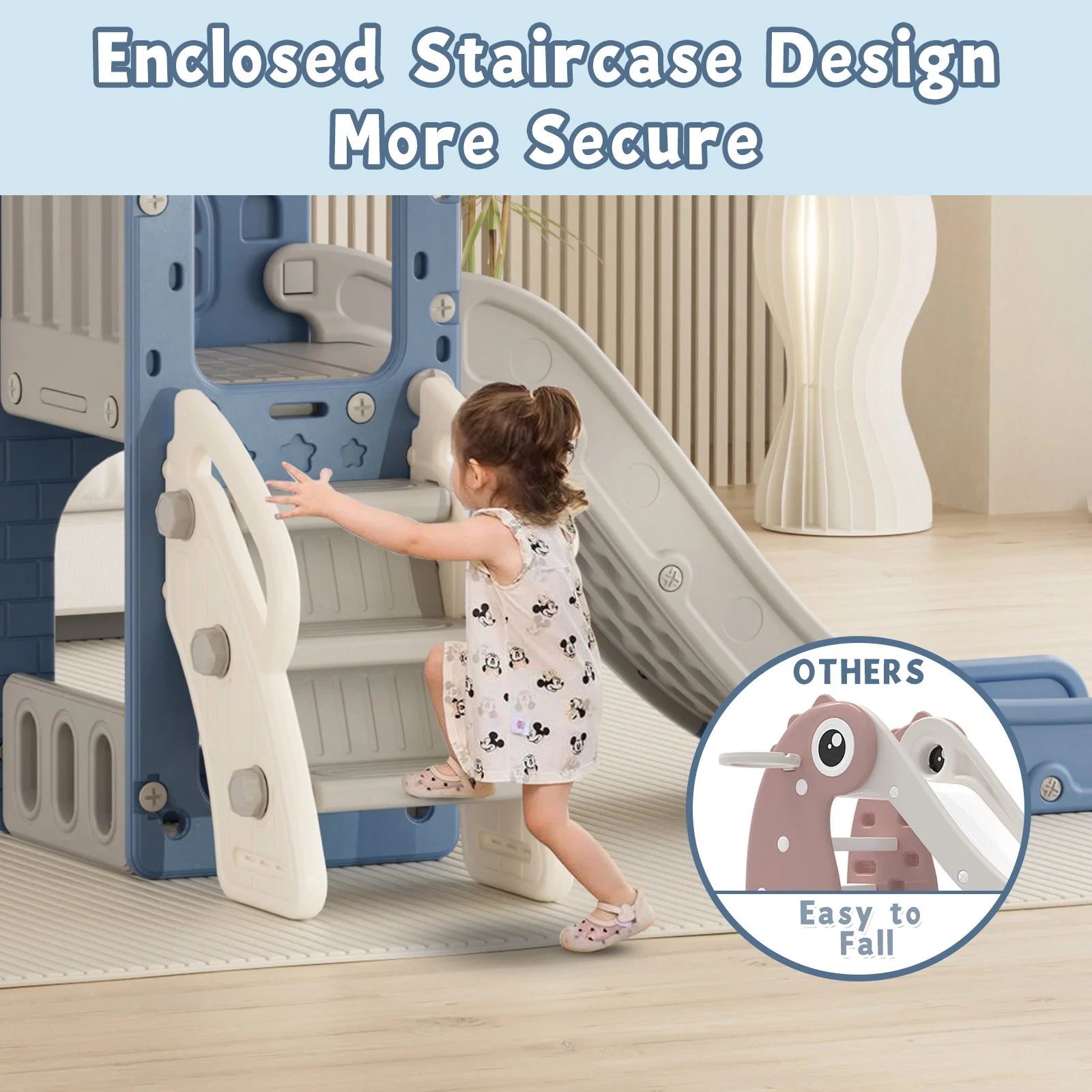 KORIMEFA Toddler Slide Set, Slide for Toddlers Age 1-4 with Basketball Hoop and Ball, Slide for Kids, Indoor Outdoor Backyard Playground Climbing Baby Slide Toy
