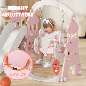 XJD 4-in-1 Toddler Slide and Swing Set, Pink