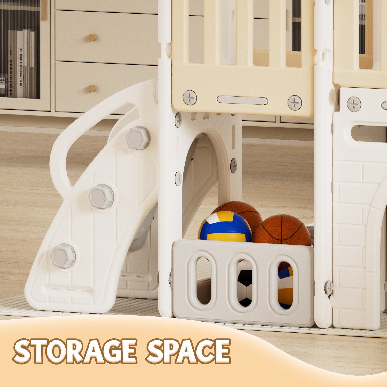 XJD 8 in 1 Toddler Slide Set Indoor Outdoor Plastic Freestanding Slide, Coffee