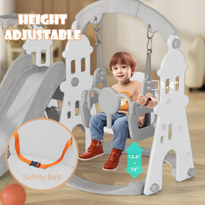 XJD 5-in-1 Toddler Slide and Swing Set Gray