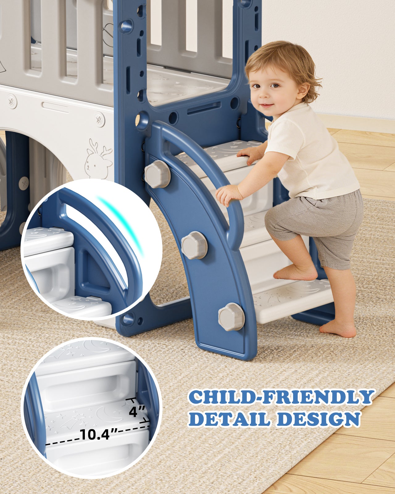 KORIMEFA 9-IN-1 Toddler Slide Set for kids Age 1-5, Bus-Themed Climber Indoor Outdoor Playset with Slide, Golf, Basketball Hoop, Climber, Wheel