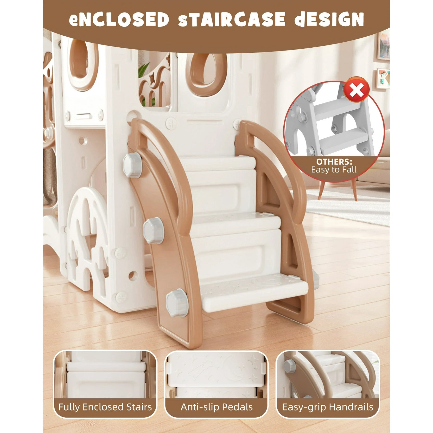 KORIMEFA 8 in 1 Toddler Slide, Kid Slide for Toddlers Age 1-3 with Ring Toss, Basketball Hoop, and Telescope, Indoor Outdoor Slide Toddler Playset Toddler Playground