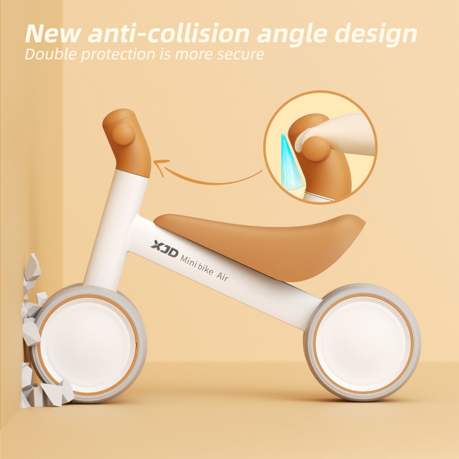 XJD Baby Balance Bike, 4 Wheels for Toddlers as A Birthday Gift - White Brown