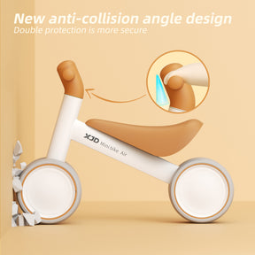 XJD Baby Balance Bike, 4 Wheels for Toddlers as A Birthday Gift - White Brown