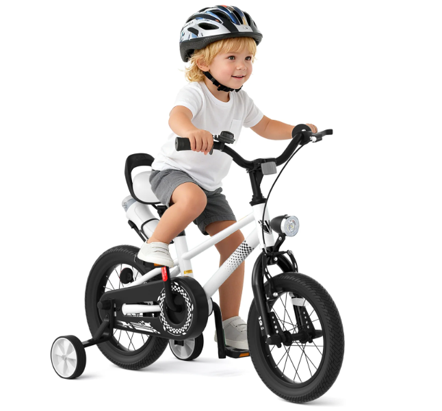 KORIMEFA Kids Bike, Boy Bicycle with Training Wheels for 3-6 Years Old Toddlers, Children Bicycle with Water Bottle Holder & Headlight & Training Wheels