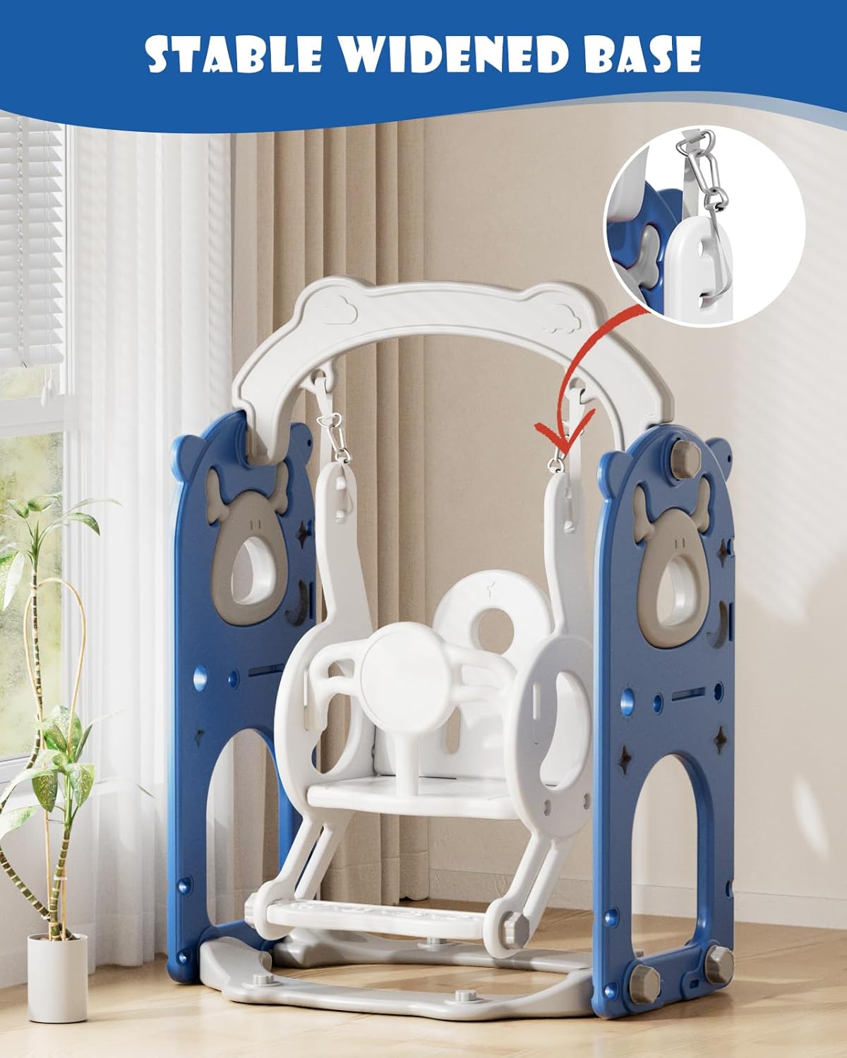XJD 12-in-1 Toddler Slide and Swing Set, Kids Slide for Toddlers Age 1+, Toddler Outdoor Playset New Upgrade with Golf Set, Basketball Hoop, Drawing Board for Playground (Blue)