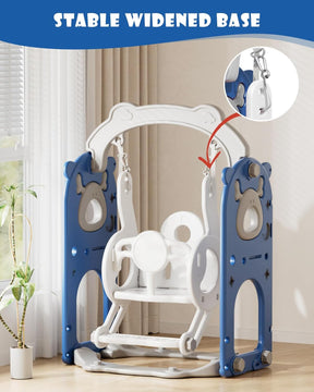 XJD 12-in-1 Toddler Slide and Swing Set, Kids Slide for Toddlers Age 1+, Toddler Outdoor Playset New Upgrade with Golf Set, Basketball Hoop, Drawing Board for Playground (Blue)