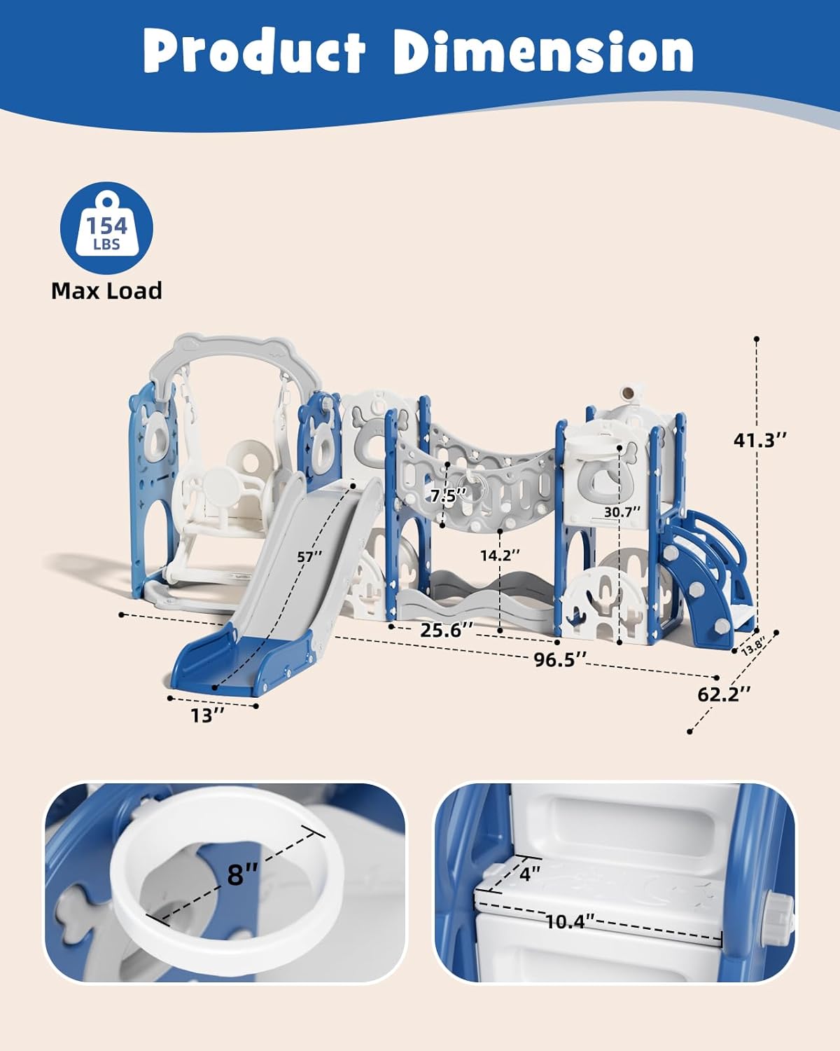 XJD 12-in-1 Toddler Slide and Swing Set, Kids Slide for Toddlers Age 1+, Toddler Outdoor Playset New Upgrade with Golf Set, Basketball Hoop, Drawing Board for Playground (Blue)