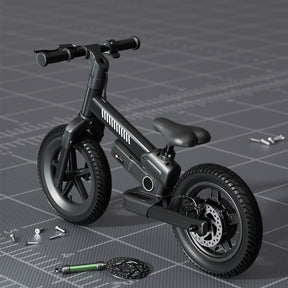 XJD 24V 150W Kids Electric Balance Bike, Ages 3-5, 12" Inflatable Tire, Adjustable Seat, Black