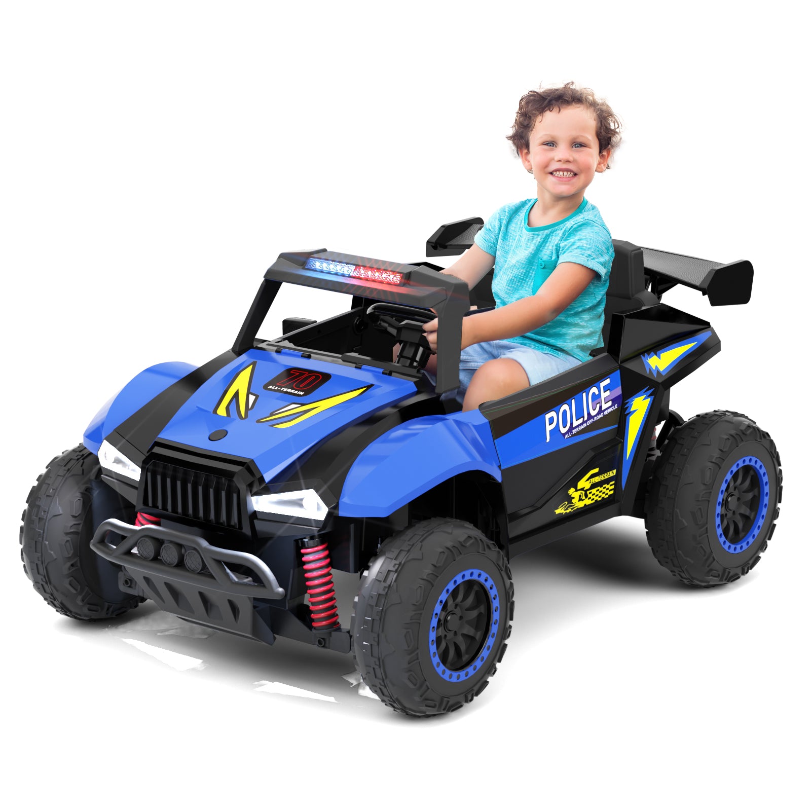 XJD 12V/24V 7AH Ride On Car with Remote Control, 2WD/4WD Switchable, 2 Seats, Power Car for Kids, Blue&Green