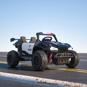 XJD 12V/24V 7AH Ride On Car with Remote Control, 2WD/4WD Switchable, 2 Seats, Power Car for Kids, Black&White