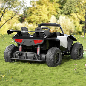 XJD 12V/24V 7AH Ride On Car with Remote Control, 2WD/4WD Switchable, 2 Seats, Power Car for Kids, Black&White