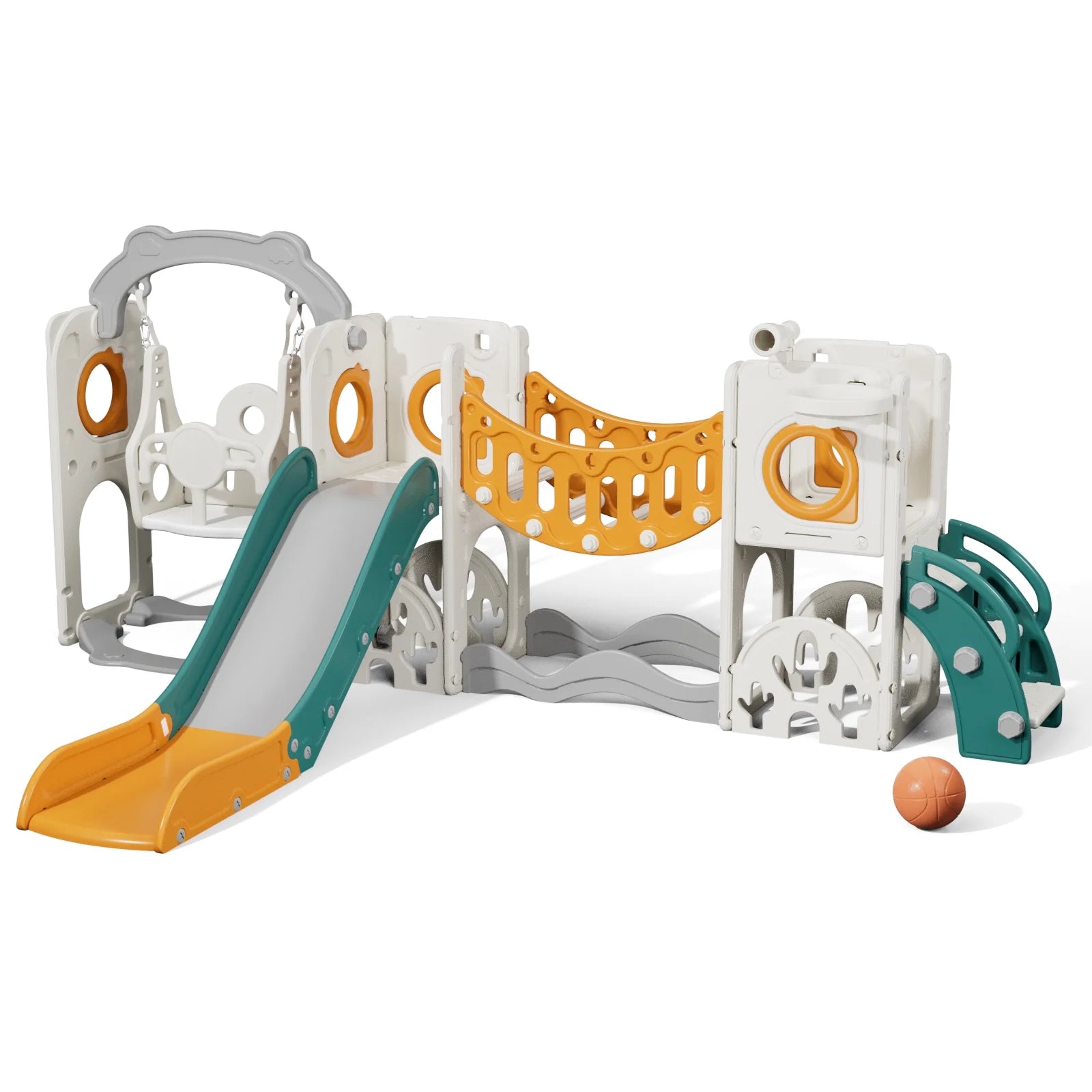 KORIMEFA 12 in 1 Toddler Slide Set, Kids PlaySet with Swing Playground for Baby 1-3 Years, Toddler Climber Slide Slide PlaySet with Basketball Hoop,Outdoor Indoor Playground for Toddlers Upgraded