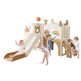 Korimefa 11-in-1 Toddler Slide Set with Golf, Basketball Hoop, Kids Slide for Toddlers Age 1-4