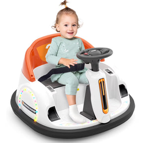 KORIMEFA 12V Bumper Car for Kids Toddler 1-6 Years with Remote Control Bluetooth Music 3 Speeds DIY License Plate Electric Ride on Toys