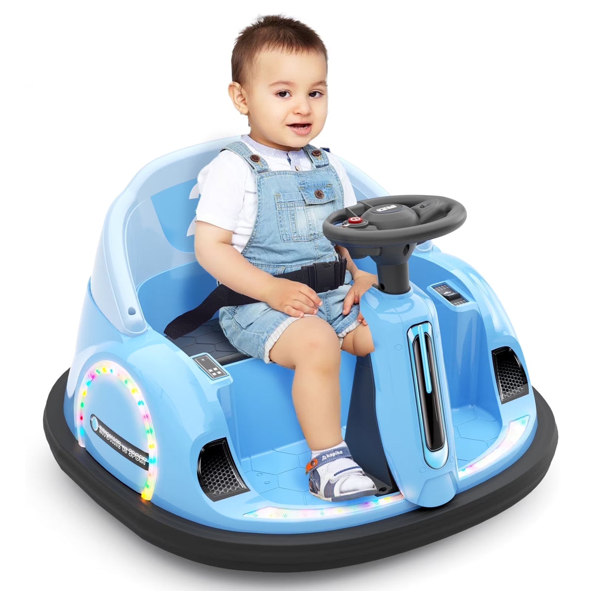 KORIMEFA 12V Bumper Car for Kids Toddler 1-6 Years with Remote Control Bluetooth Music 3 Speeds DIY License Plate Electric Ride on Toys
