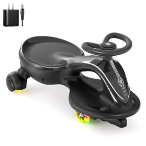 Korimefa 6V Electric Wiggle Car,Load 66 lbs,Wiggle Scooter with Rechargeable Battery & LED Flashing Wheels, Anti-Rollover & Flexible Steering, Outdoor Ride on Toys for Kids 3 Years and up