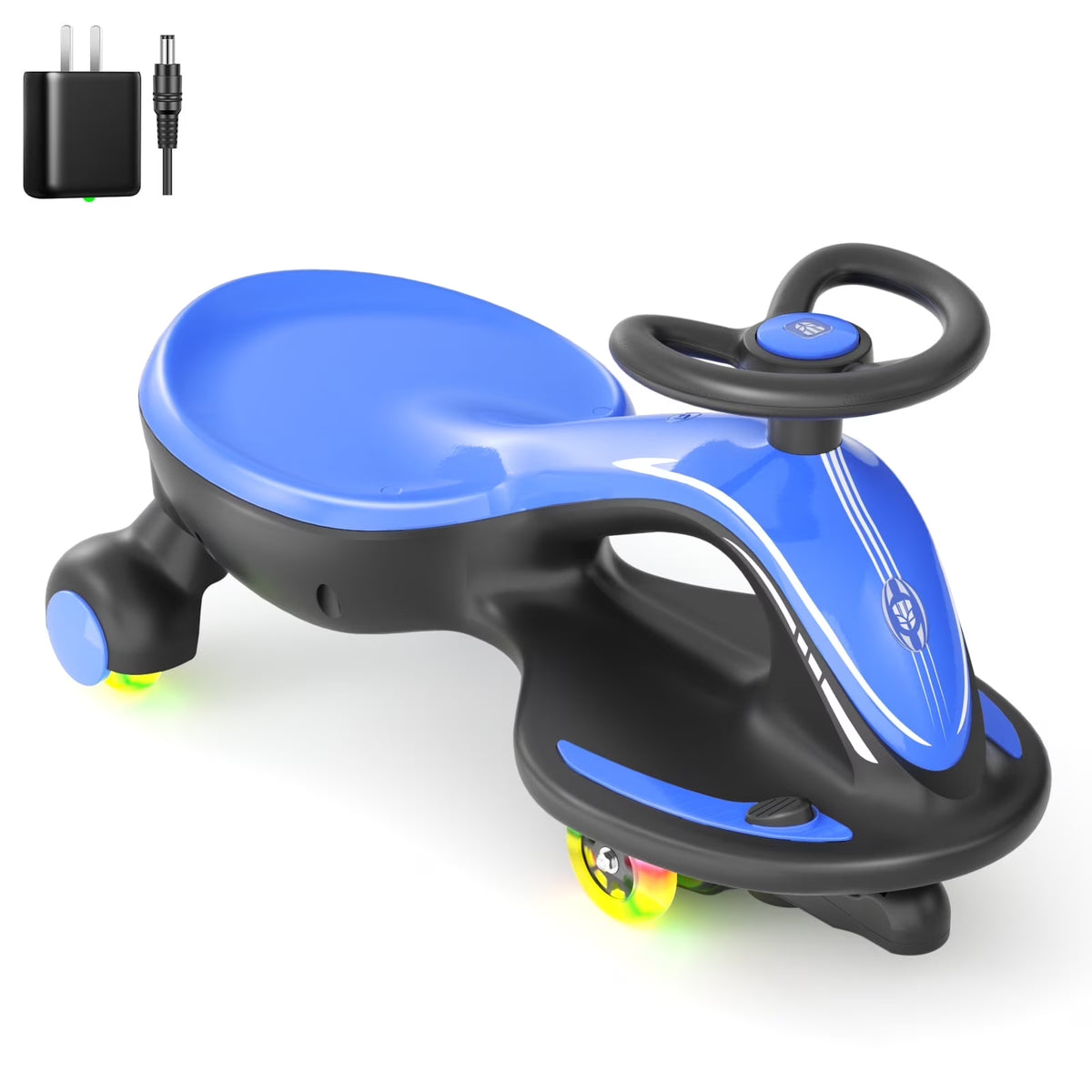Korimefa 6V Electric Wiggle Car,Load 66 lbs,Wiggle Scooter with Rechargeable Battery & LED Flashing Wheels, Anti-Rollover & Flexible Steering, Outdoor Ride on Toys for Kids 3 Years and up