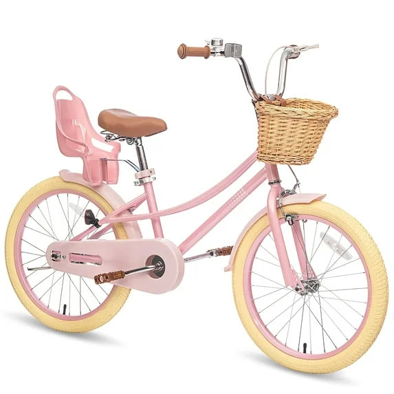 KORIMEFA Girl Bike for Toddlers and Kids Ages 3-6 Years Old, 12 Inch Kids Bike with Training Wheels & Basket, 12 in Girl Bicycle with Handbrake & Kickstand