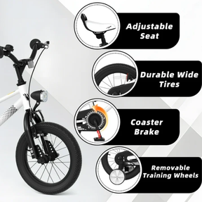 KORIMEFA Kids Bike, Boy Bicycle with Training Wheels for 3-6 Years Old Toddlers, Children Bicycle with Water Bottle Holder & Headlight & Training Wheels