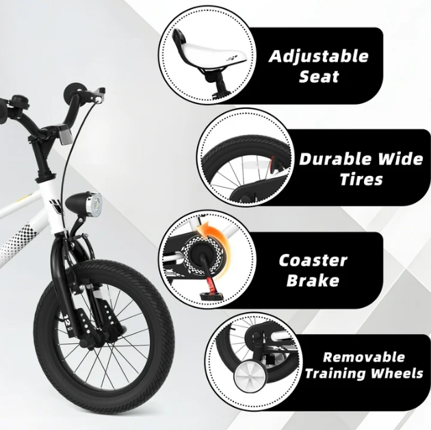 KORIMEFA Kids Bike, Boy Bicycle with Training Wheels for 3-6 Years Old Toddlers, Children Bicycle with Water Bottle Holder & Headlight & Training Wheels