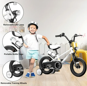 KORIMEFA Kids Bike, Boy Bicycle with Training Wheels for 3-6 Years Old Toddlers, Children Bicycle with Water Bottle Holder & Headlight & Training Wheels