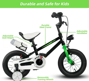 KORIMEFA Kids Bike, Boy Bicycle with Training Wheels for 3-6 Years Old Toddlers, Children Bicycle with Water Bottle Holder & Headlight & Training Wheels