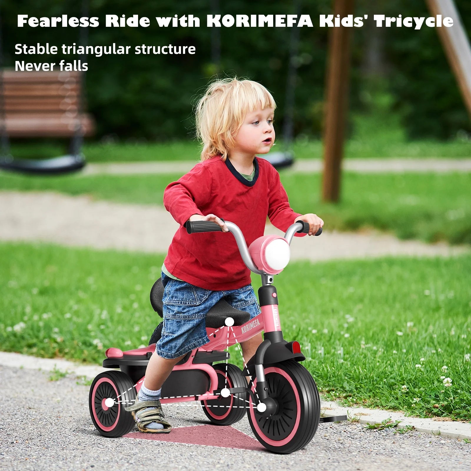 KORIMEFA Kids Tricycles Age 1 to 4 Years, Toddler Tricycle Kids Trikes Tricycle with Storage Basket, Gift Toddler Bikes, Gift Toys for Boy Girl
