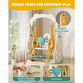 KORIMEFA Toddler Slide, 6 in 1 Toddler Playset - Upgrade with Kids Slide, Swing, Soccer and Ring Toss for Age 1-3, Indoor and Outdoor Playground