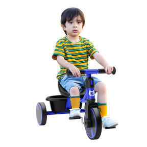 KORIMEFA Toddler Tricycle for 2-5 Year Old, Kids Trike with Storage Basket 3 Wheel Bike Birthday Toys Gift for Girls Boys