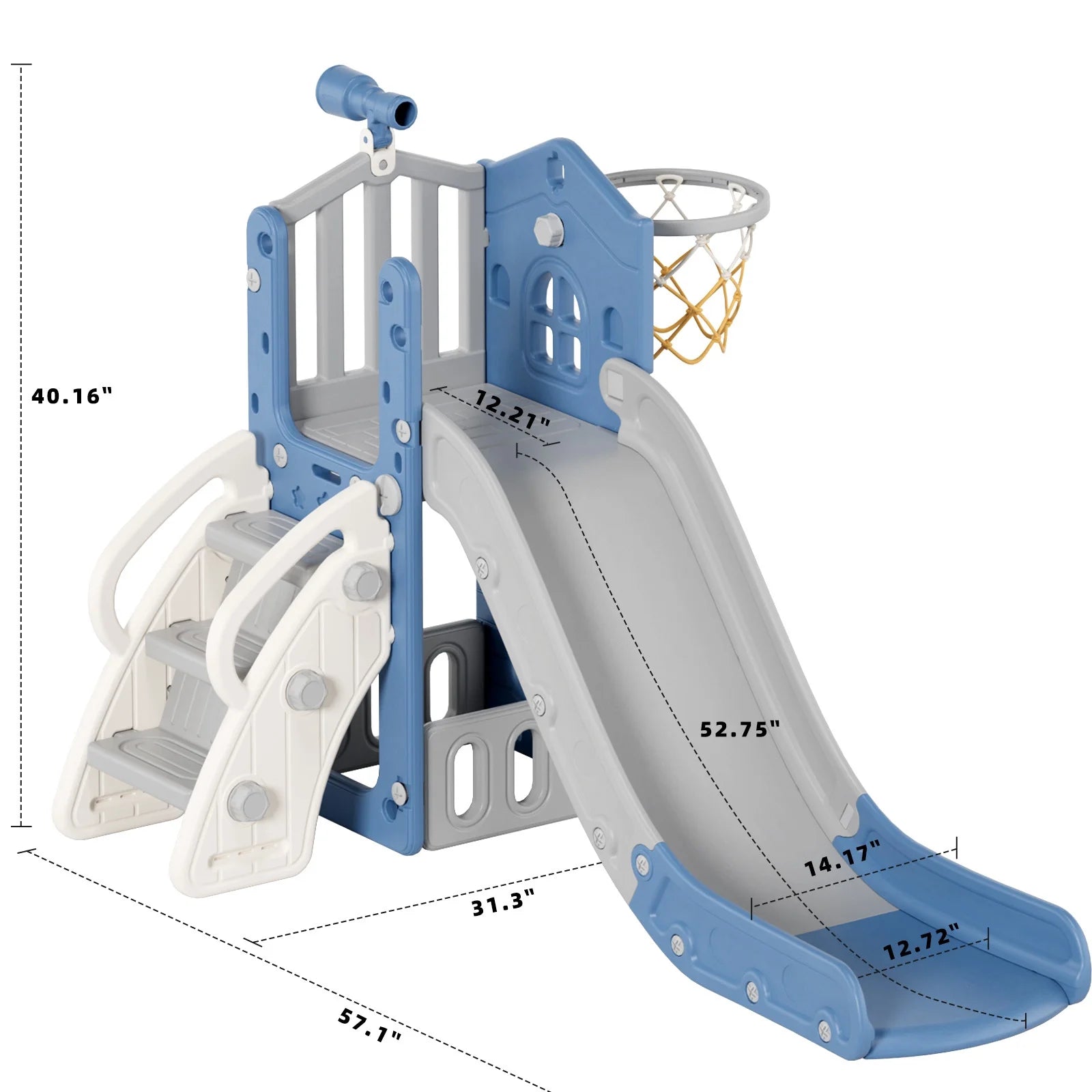 KORIMEFA Toddler Slide Set, Slide for Toddlers Age 1-4 with Basketball Hoop and Ball, Slide for Kids, Indoor Outdoor Backyard Playground Climbing Baby Slide Toy