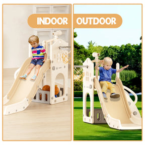 KORIMEFA Toddler Slide Set, Slide for Toddlers Age 1-4 with Basketball Hoop and Ball, Slide for Kids, Indoor Outdoor Backyard Playground Climbing Baby Slide Toy