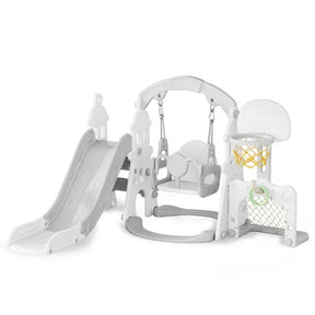 KORIMEFA 6-in-1 Kids Slide and Swing Set - Perfect for Toddlers 1-6 Years - Indoor and Outdoor Playground Slide, Swing, Basketball Hoop, and Climber Toy