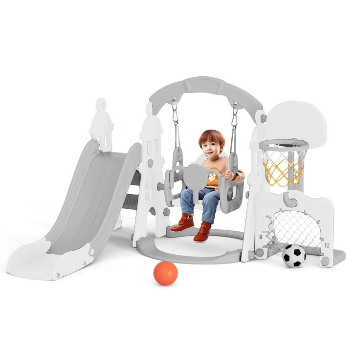 XJD 5-in-1 Toddler Slide and Swing Set Gray