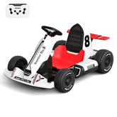 XJD 12V/24V Electric Drifting Go Kart for Kids Battery Powered Driving Car Toy with Remote Control/Cool Lights/Bluetooth Music, White