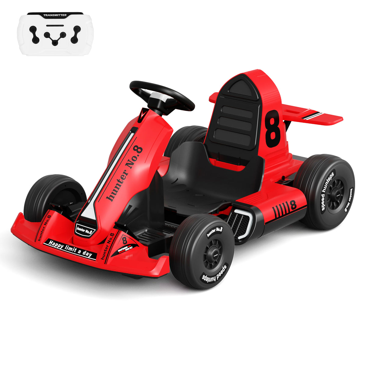 XJD 12V/24V Electric Drifting Go Kart for Kids Battery Powered Driving Car Toy with Remote Control/Cool Lights/Bluetooth Music, Red