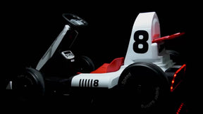 XJD 12V/24V Electric Drifting Go Kart for Kids Battery Powered Driving Car Toy with Remote Control/Cool Lights/Bluetooth Music, White