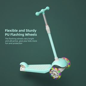 67i Green Kids Kick Scooter, LED Lighted Wheels and 3 Adjustable Height Handlebars, 3 Wheel Scooter for Boys & Girls Ages 3-12