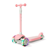 67i Pink Kids Kick Scooter, LED Lighted Wheels and 3 Adjustable Height Handlebars, 3 Wheel Scooter for Boys & Girls Ages 3-12