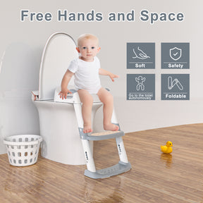 GLAF Toddler Potty Training Seat for Toilet with Ladder in gray white In Stock USA