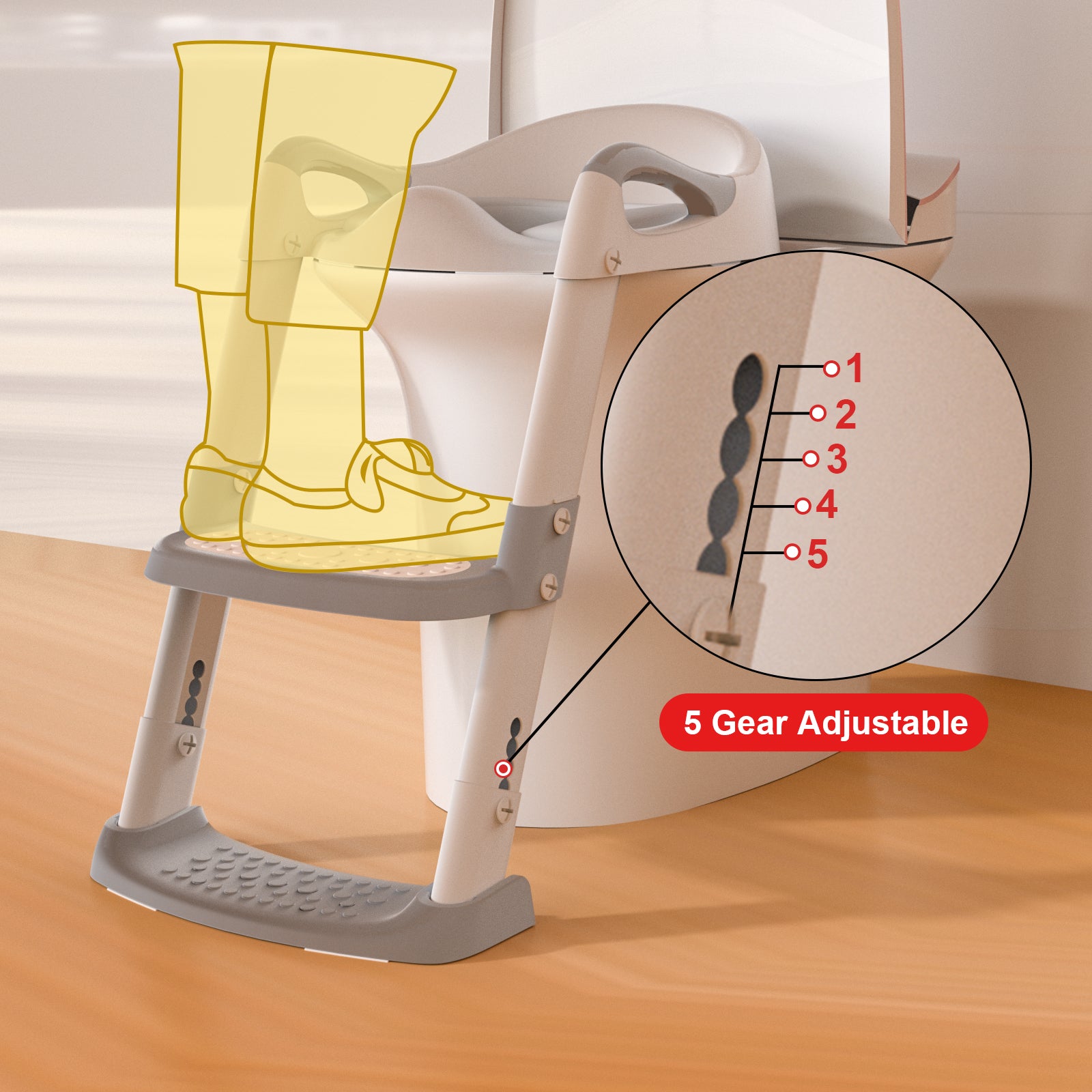 GLAF Toddler Potty Training Seat for Toilet with Ladder in gray white In Stock USA